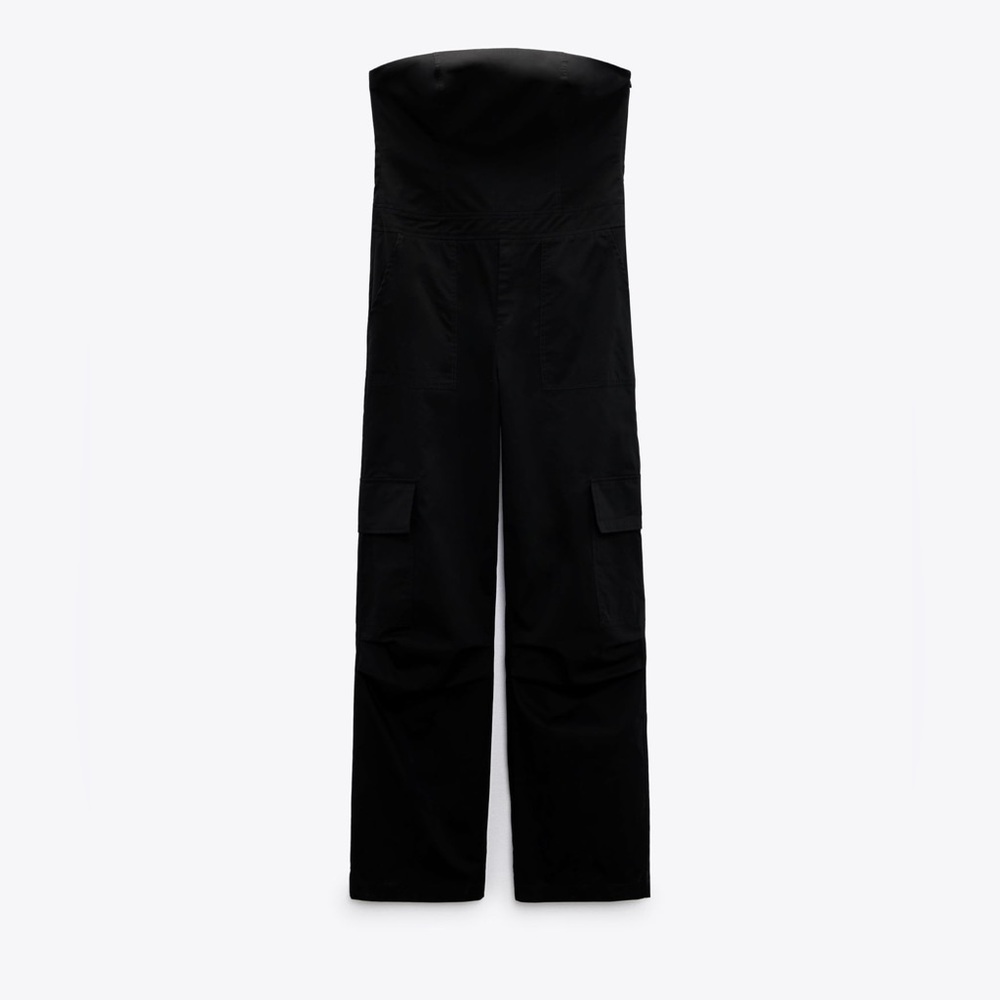 Zara strapless cargo jumpsuit black size Large